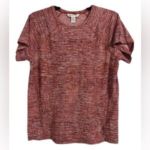 Athleta Ultimate Train women’s SP short sleeve activated mauve & brown shirt